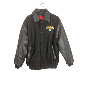Pittsburgh Steelers Mens Size M Super Bowl XL Champions Wool Leather Jacket